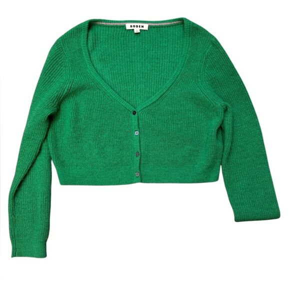 Boden Sweaters - Boden V-Neck Cropped Knit Cardigan Green Size M Soft Lightweight